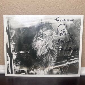Vintage Star Wars Chewbacca Signed Photo Peter Mayhew Wookiee Autograph